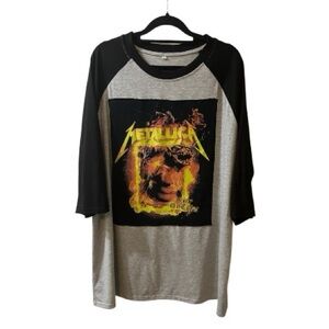 Metallica Upcycled Graphic Raglan T-Shirt size XL